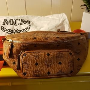 Large MCM daypack with orange strap